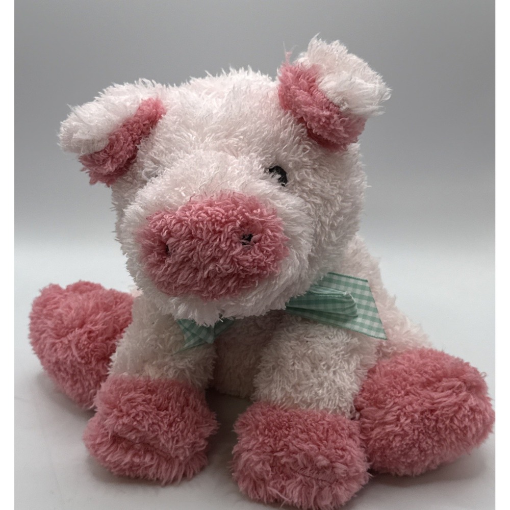 Melissa & Doug Princess Soft Toys Plush Pink Pig 9" Gingham Bow Lovey Curly Tail